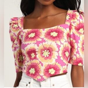 Free People Give Me More Pink Crop Top Size Large PTP 16”-18”
